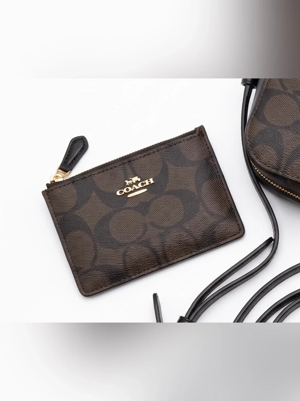 Coach Brown Signature Canvas Crossbody with Matching Card Case
